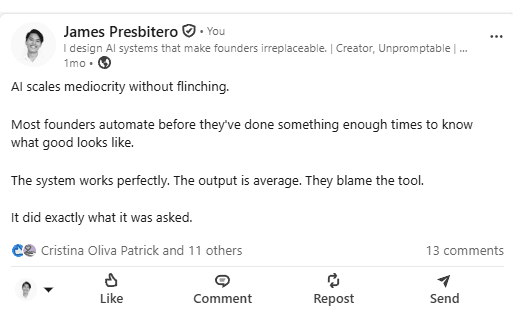 AI scales mediocrity without flinching.